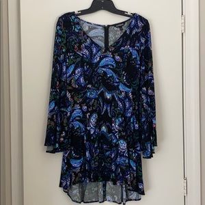 Paisley V-neck Long Sleeve Dress